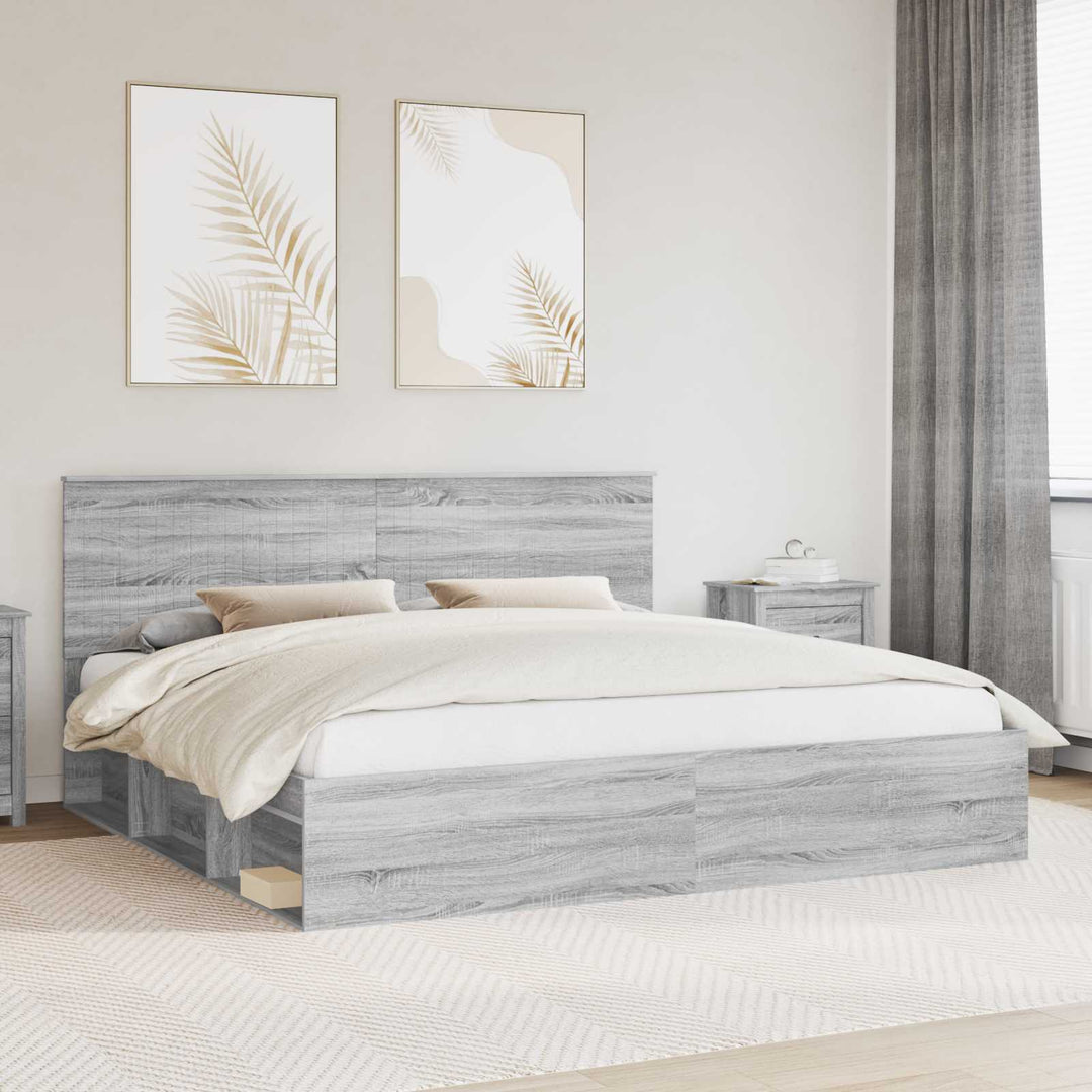 Sengestel Grå Sonoma 200 x 200 cm Massiv fyrretræ