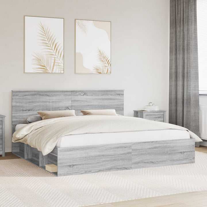 Sengestel Grå Sonoma 200 x 200 cm Massiv fyrretræ