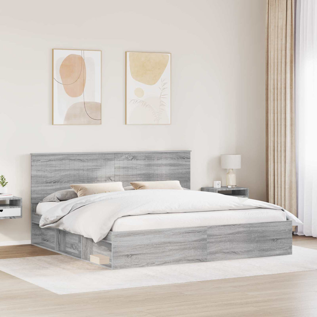 Sengestel Grå Sonoma 200 x 200 cm Massiv fyrretræ