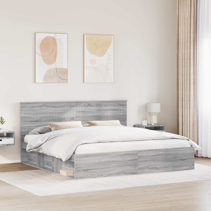 Sengestel Grå Sonoma 200 x 200 cm Massiv fyrretræ