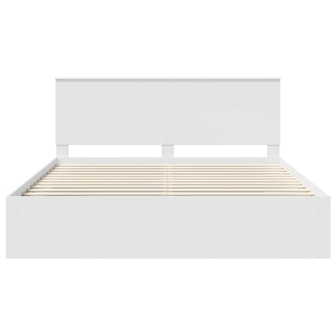Sengestel med hovedgærde Hvid 180 x 200 cm Massiv fyrretræ