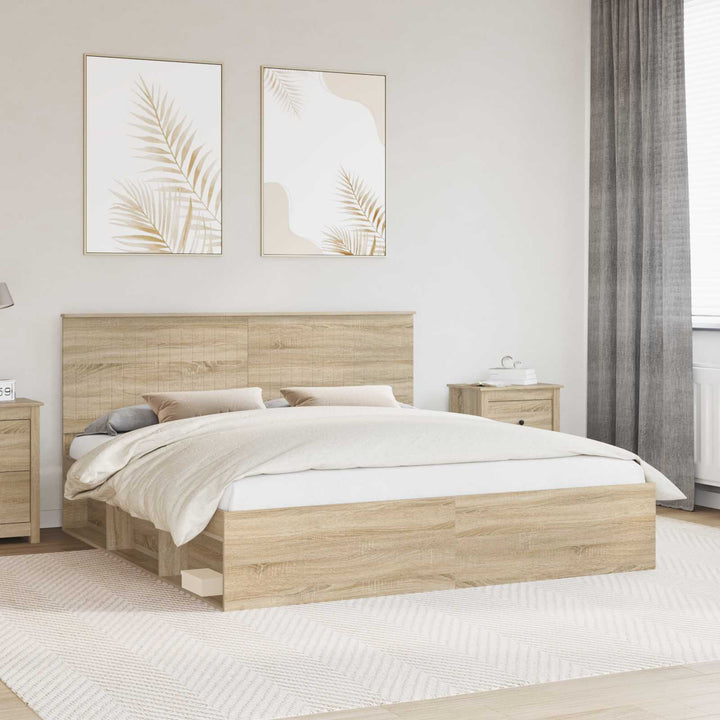 Sengestel med hovedgærde Sonoma 180 x 200 cm Massiv fyrretræ