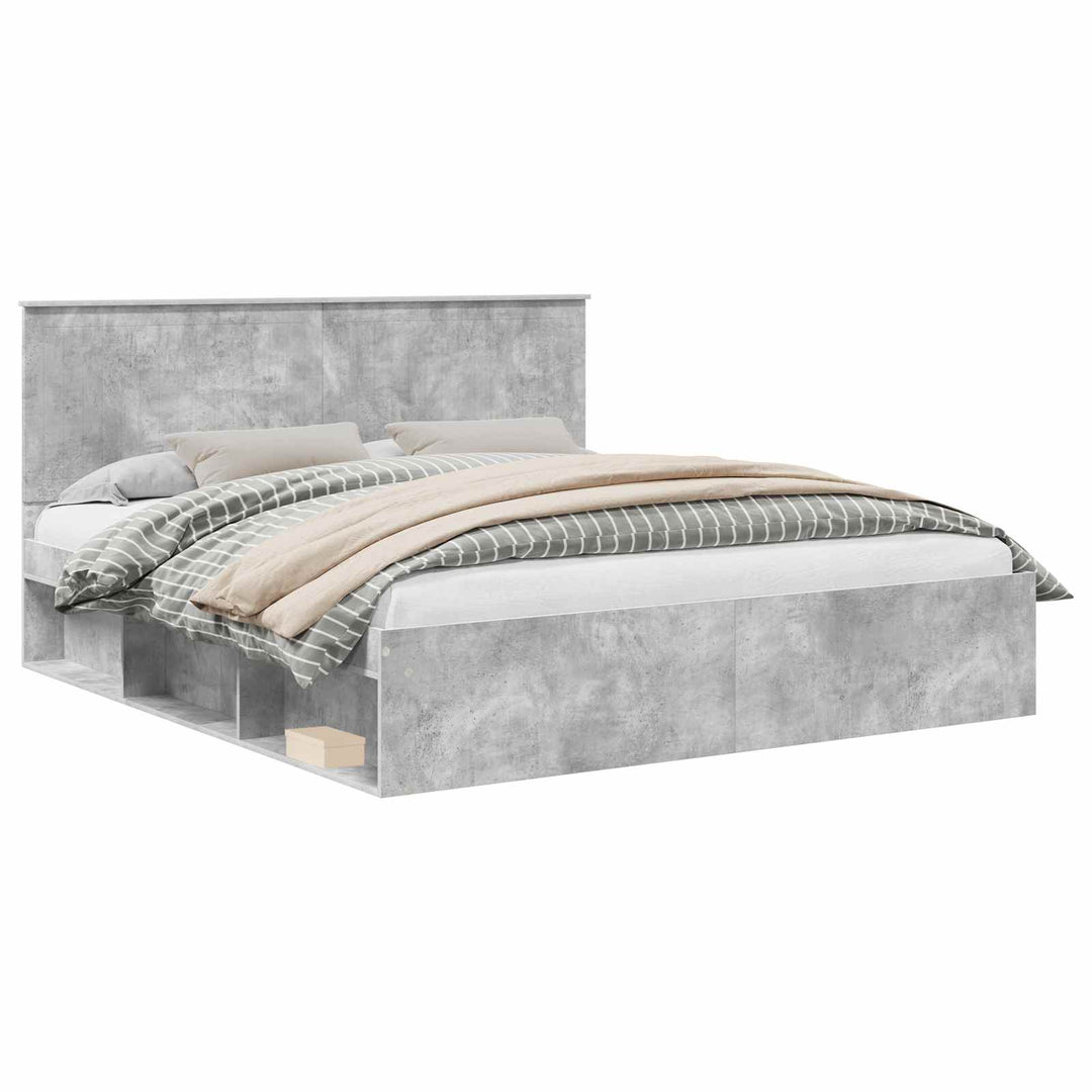 Sengestel med hovedgærde Beton 180 x 200 cm Massiv fyrretræ
