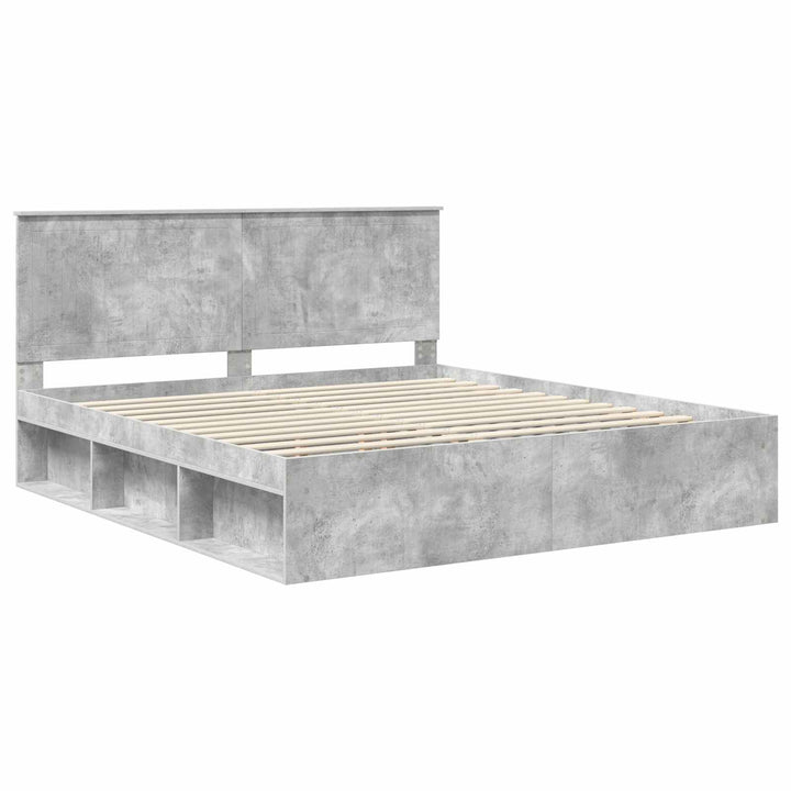 Sengestel med hovedgærde Beton 180 x 200 cm Massiv fyrretræ