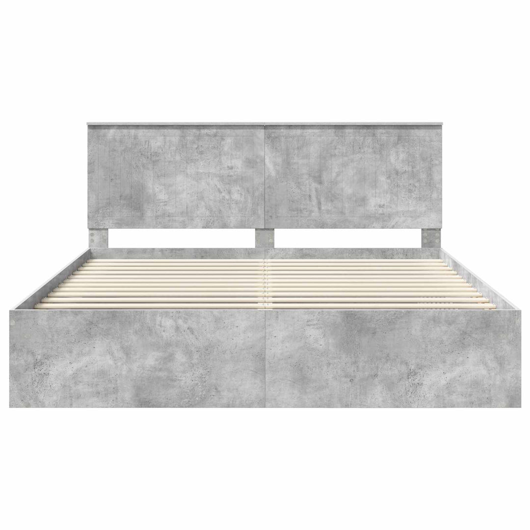 Sengestel med hovedgærde Beton 180 x 200 cm Massiv fyrretræ