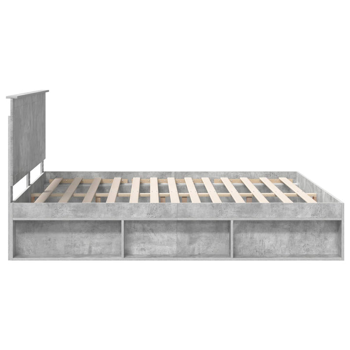 Sengestel med hovedgærde Beton 180 x 200 cm Massiv fyrretræ