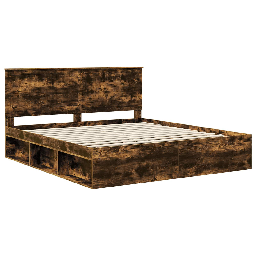 Sengestel med hovedgærde Røget eg 180 x 200 cm Massiv fyrretræ