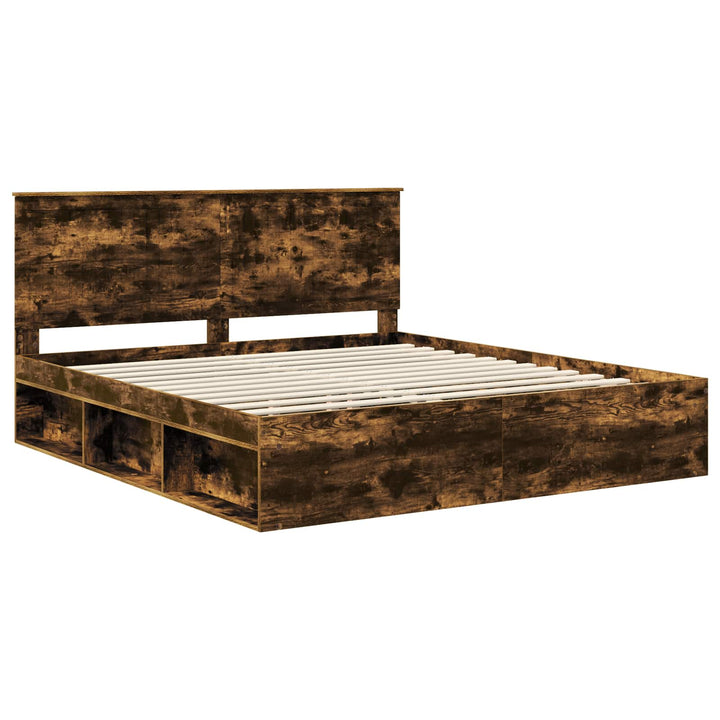 Sengestel med hovedgærde Røget eg 180 x 200 cm Massiv fyrretræ