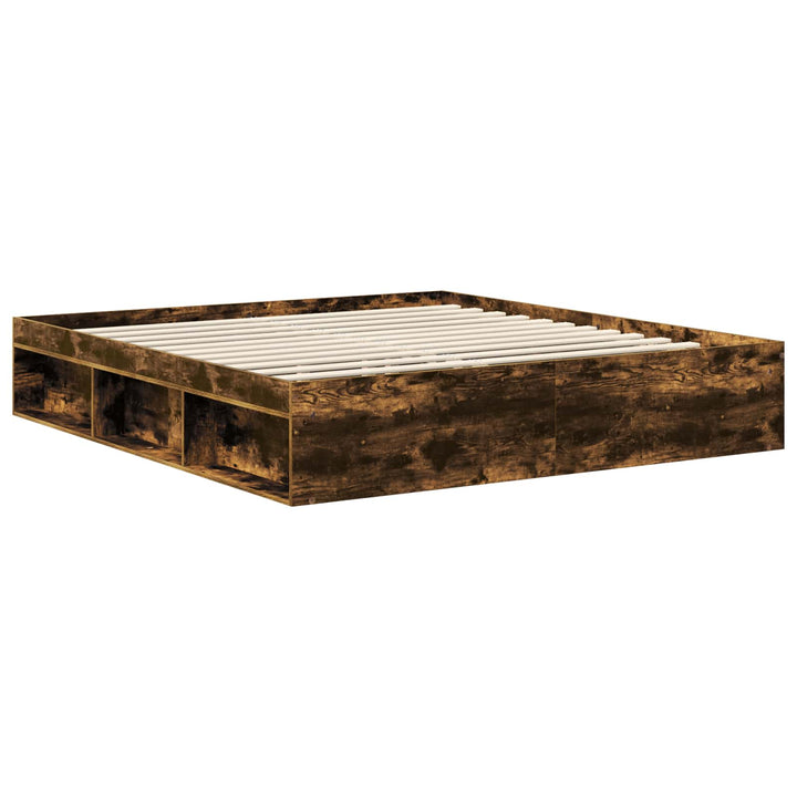 Sengestel med hovedgærde Røget eg 180 x 200 cm Massiv fyrretræ