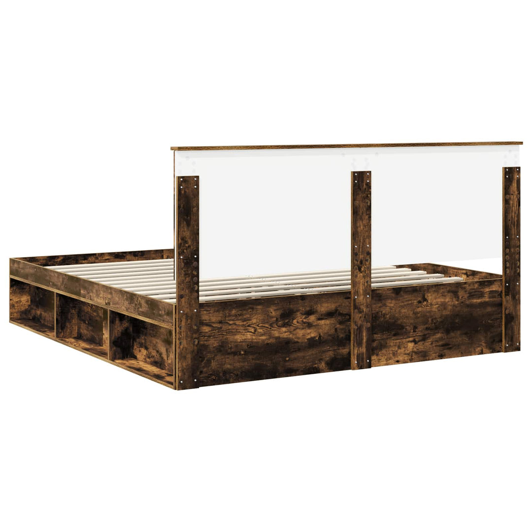 Sengestel med hovedgærde Røget eg 180 x 200 cm Massiv fyrretræ