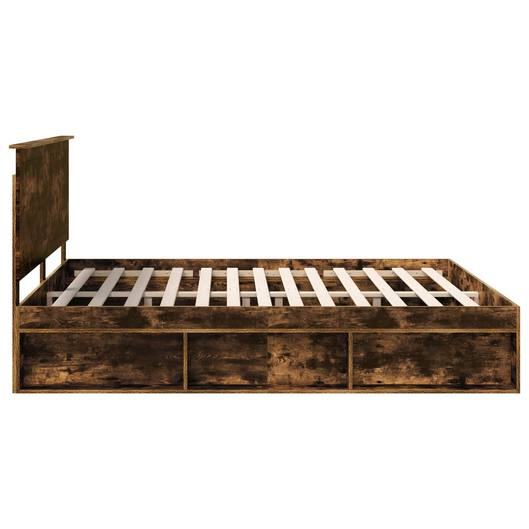 Sengestel med hovedgærde Røget eg 180 x 200 cm Massiv fyrretræ