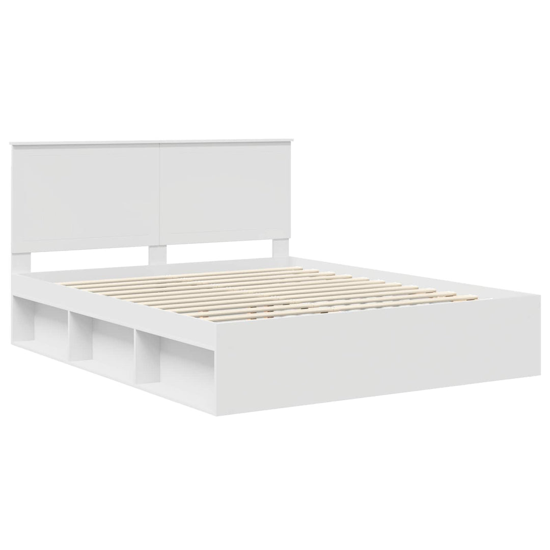 Sengestel med hovedgærde Hvid 160 x 200 cm Massiv fyrretræ