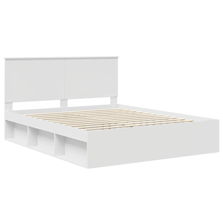Sengestel med hovedgærde Hvid 160 x 200 cm Massiv fyrretræ