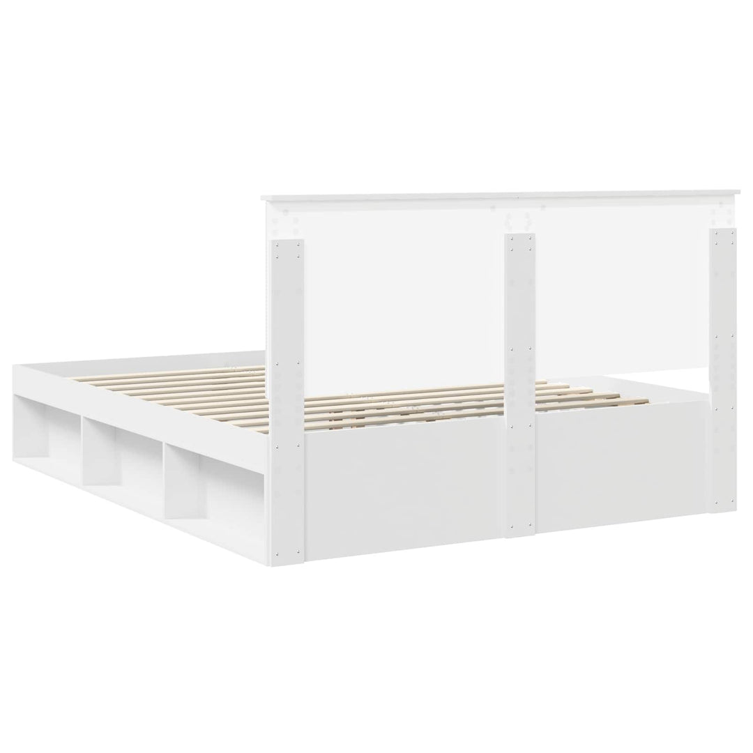 Sengestel med hovedgærde Hvid 160 x 200 cm Massiv fyrretræ