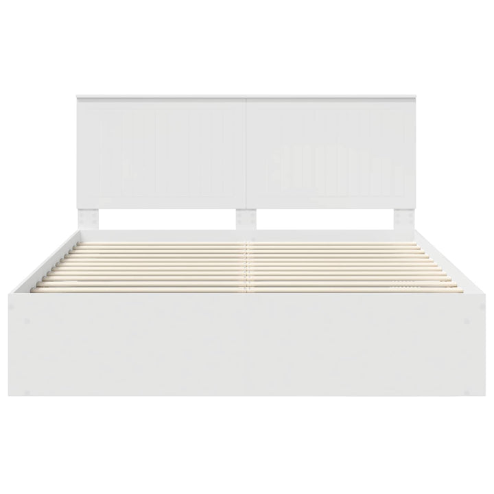Sengestel med hovedgærde Hvid 160 x 200 cm Massiv fyrretræ