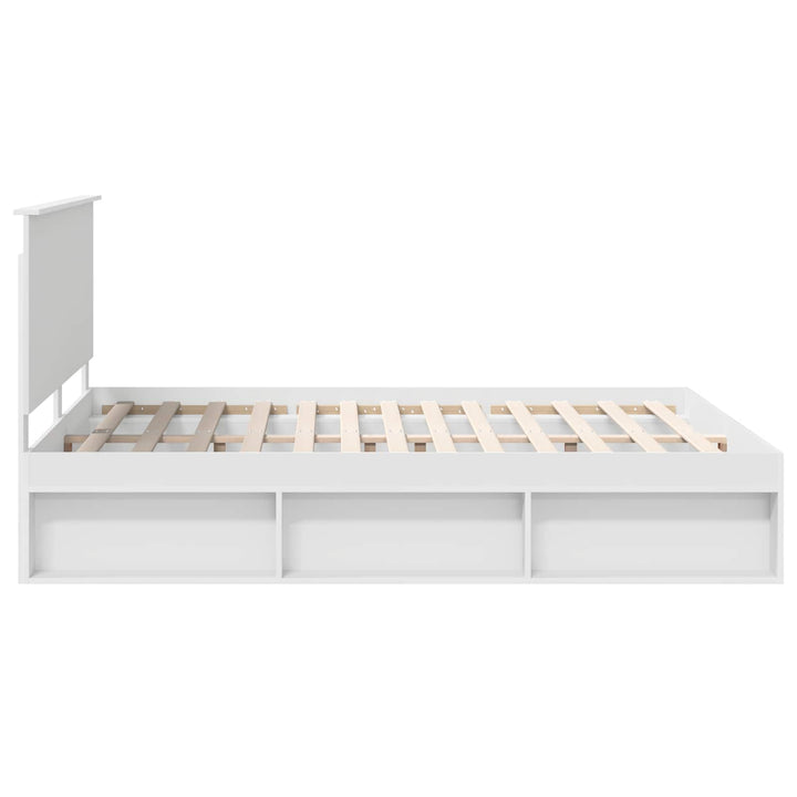 Sengestel med hovedgærde Hvid 160 x 200 cm Massiv fyrretræ