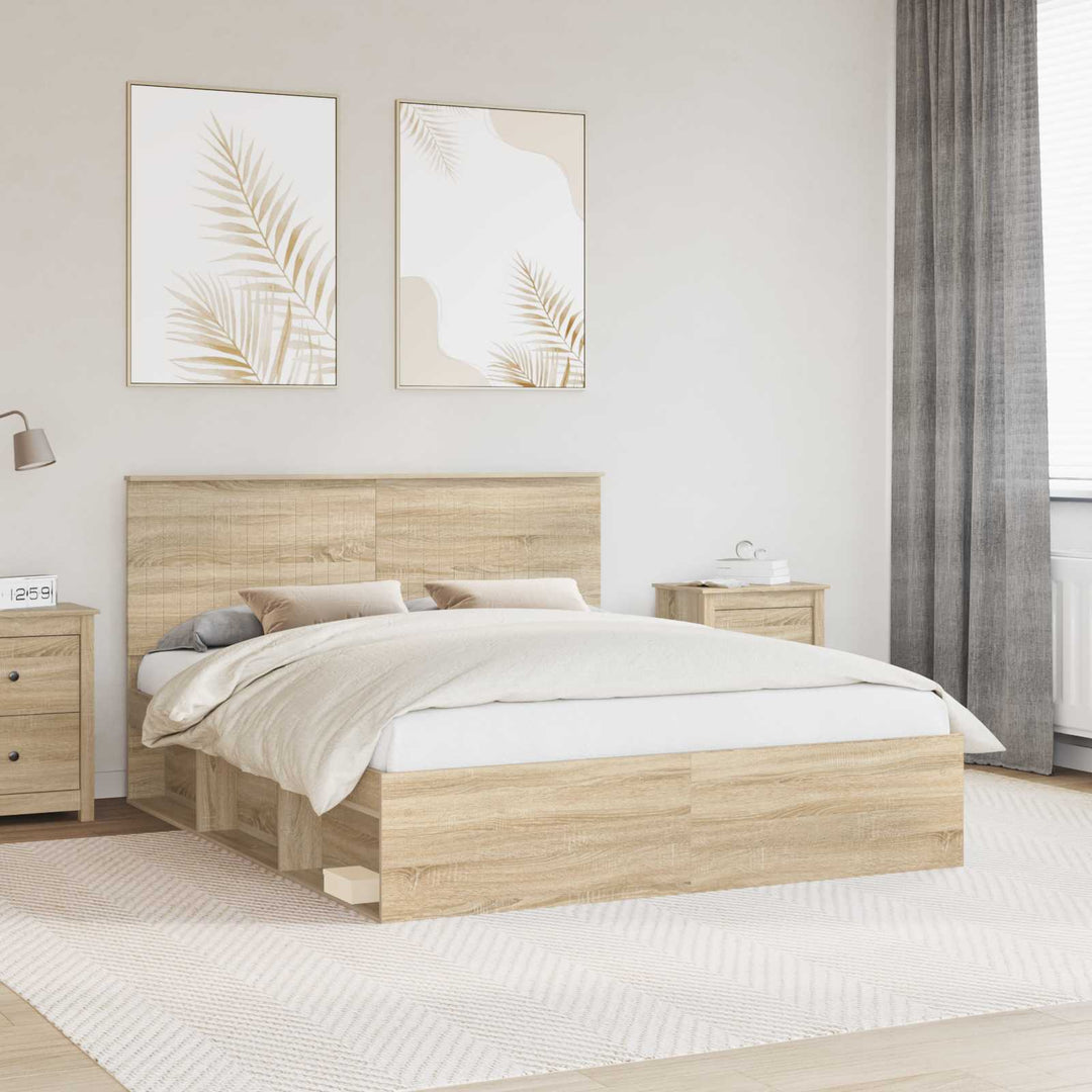 Sengestel med hovedgærde Sonoma 160 x 200 cm Massiv fyrretræ