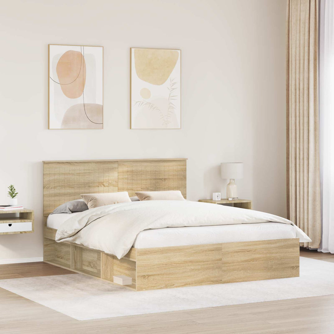 Sengestel med hovedgærde Sonoma 160 x 200 cm Massiv fyrretræ