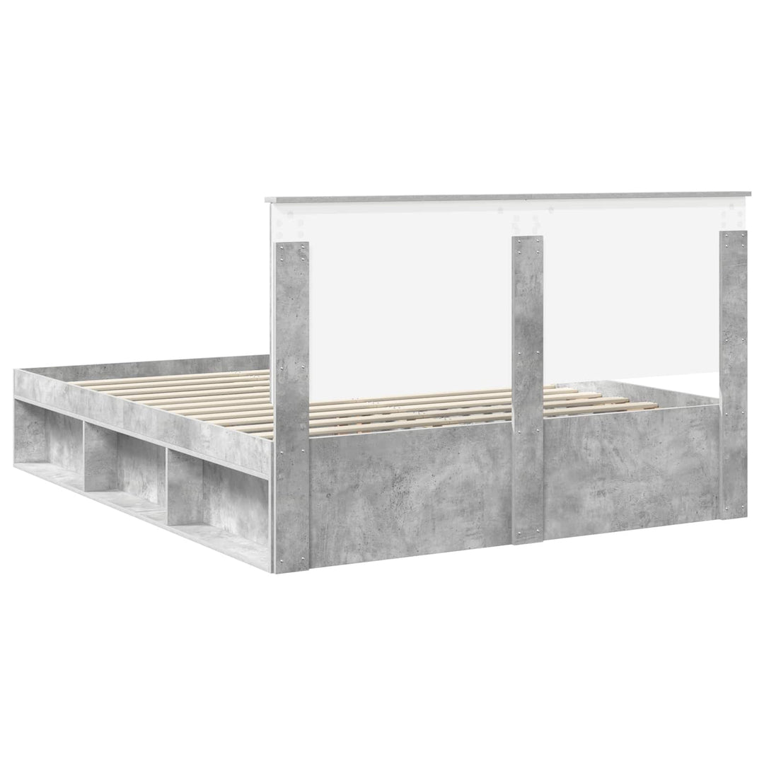 Sengestel med hovedgærde Beton 160 x 200 cm Massiv fyrretræ