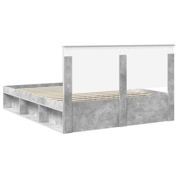 Sengestel med hovedgærde Beton 160 x 200 cm Massiv fyrretræ