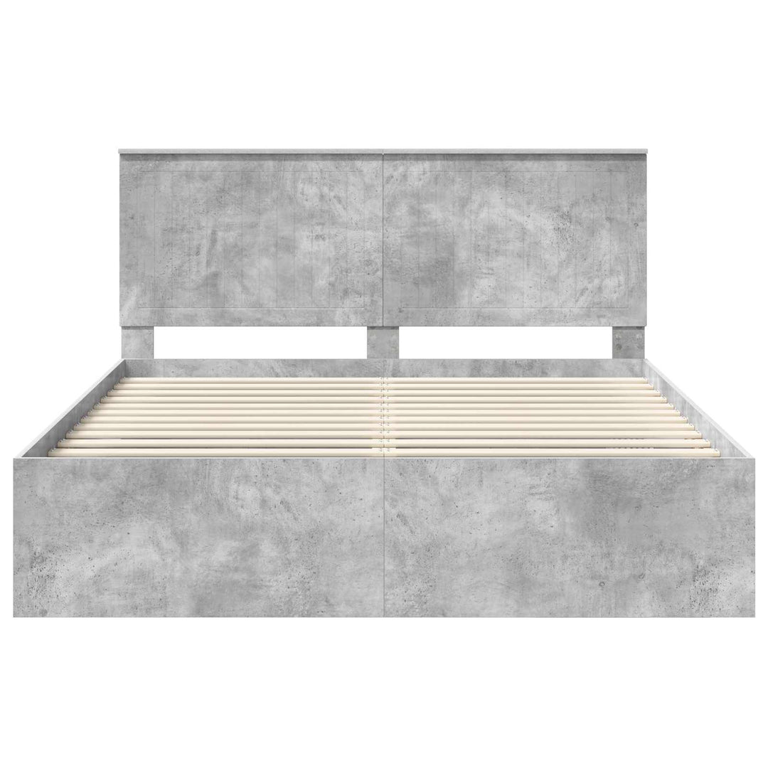 Sengestel med hovedgærde Beton 160 x 200 cm Massiv fyrretræ