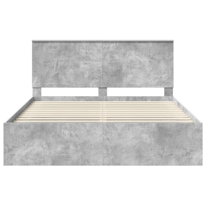 Sengestel med hovedgærde Beton 160 x 200 cm Massiv fyrretræ