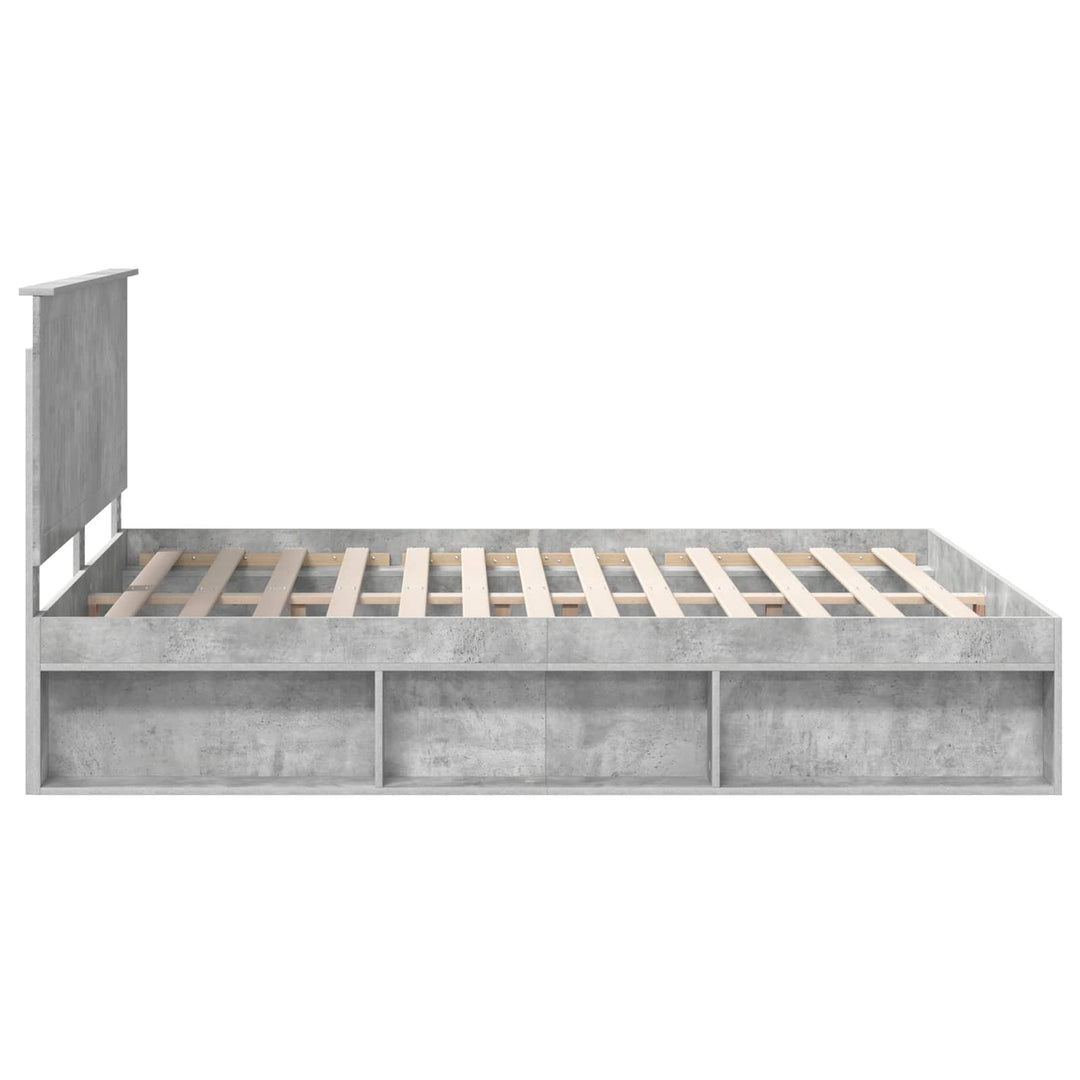 Sengestel med hovedgærde Beton 160 x 200 cm Massiv fyrretræ