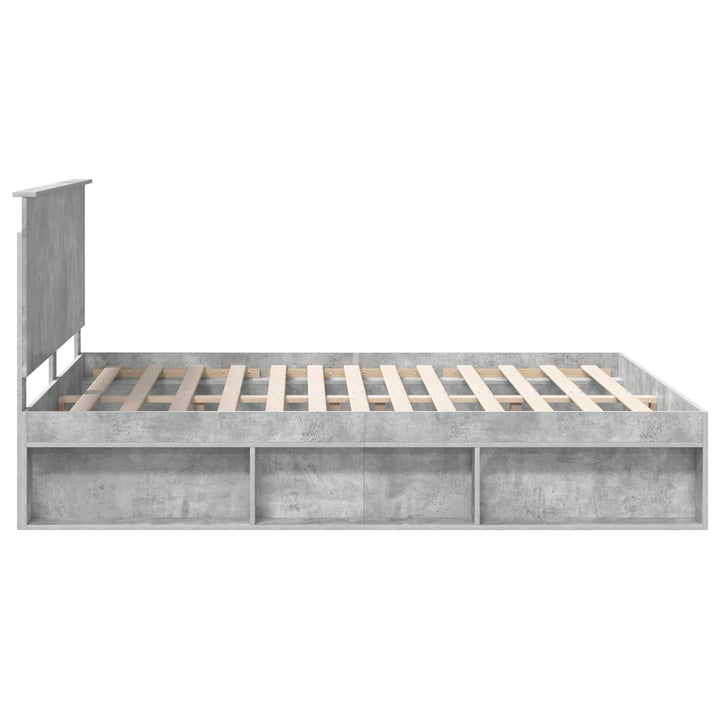 Sengestel med hovedgærde Beton 160 x 200 cm Massiv fyrretræ