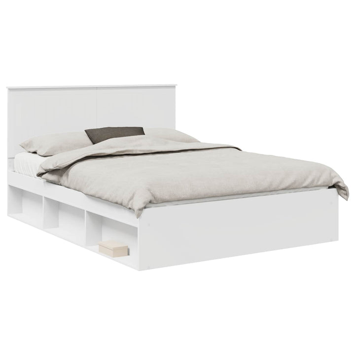 Sengestel med hovedgærde Hvid 150 x 200 cm Massiv fyrretræ