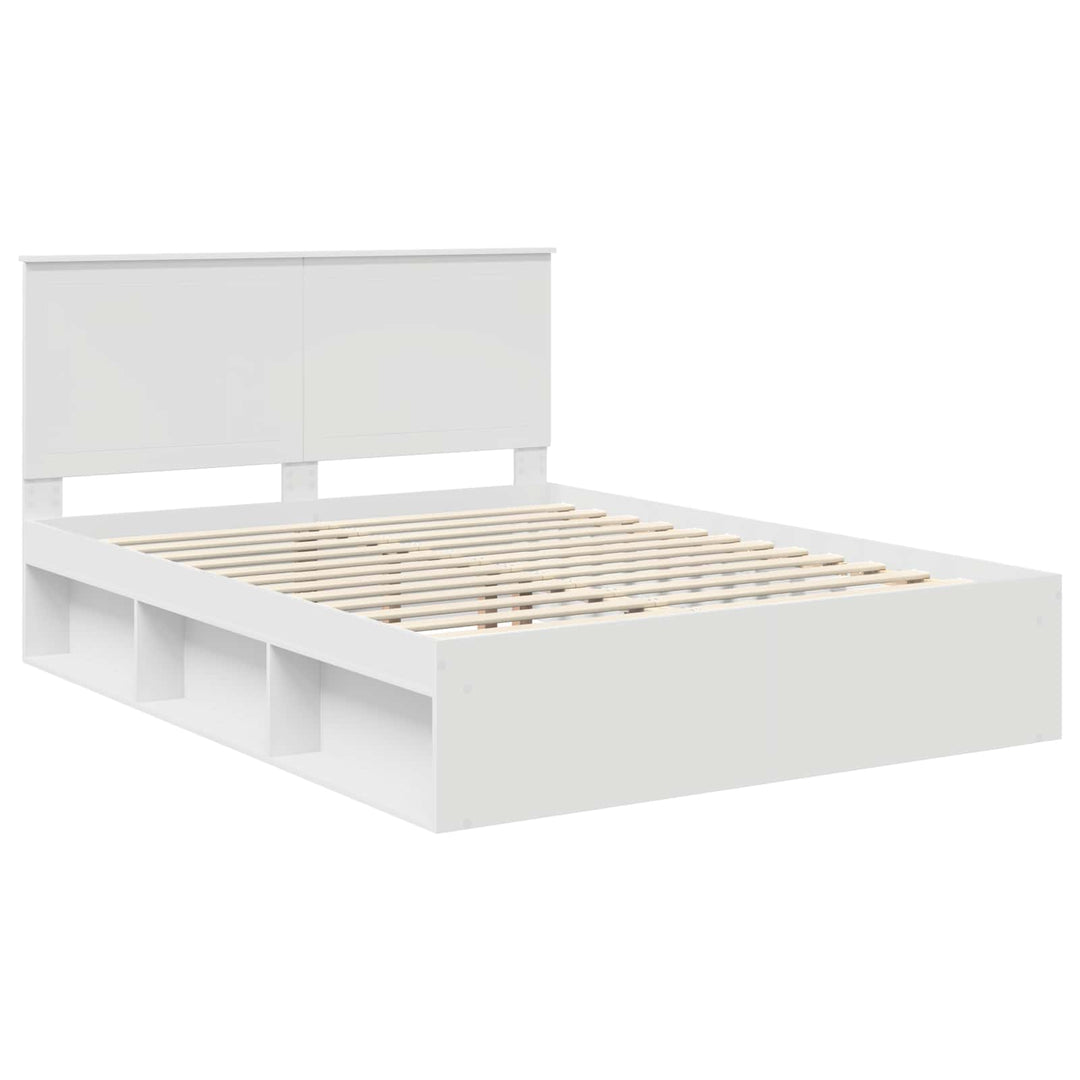 Sengestel med hovedgærde Hvid 150 x 200 cm Massiv fyrretræ