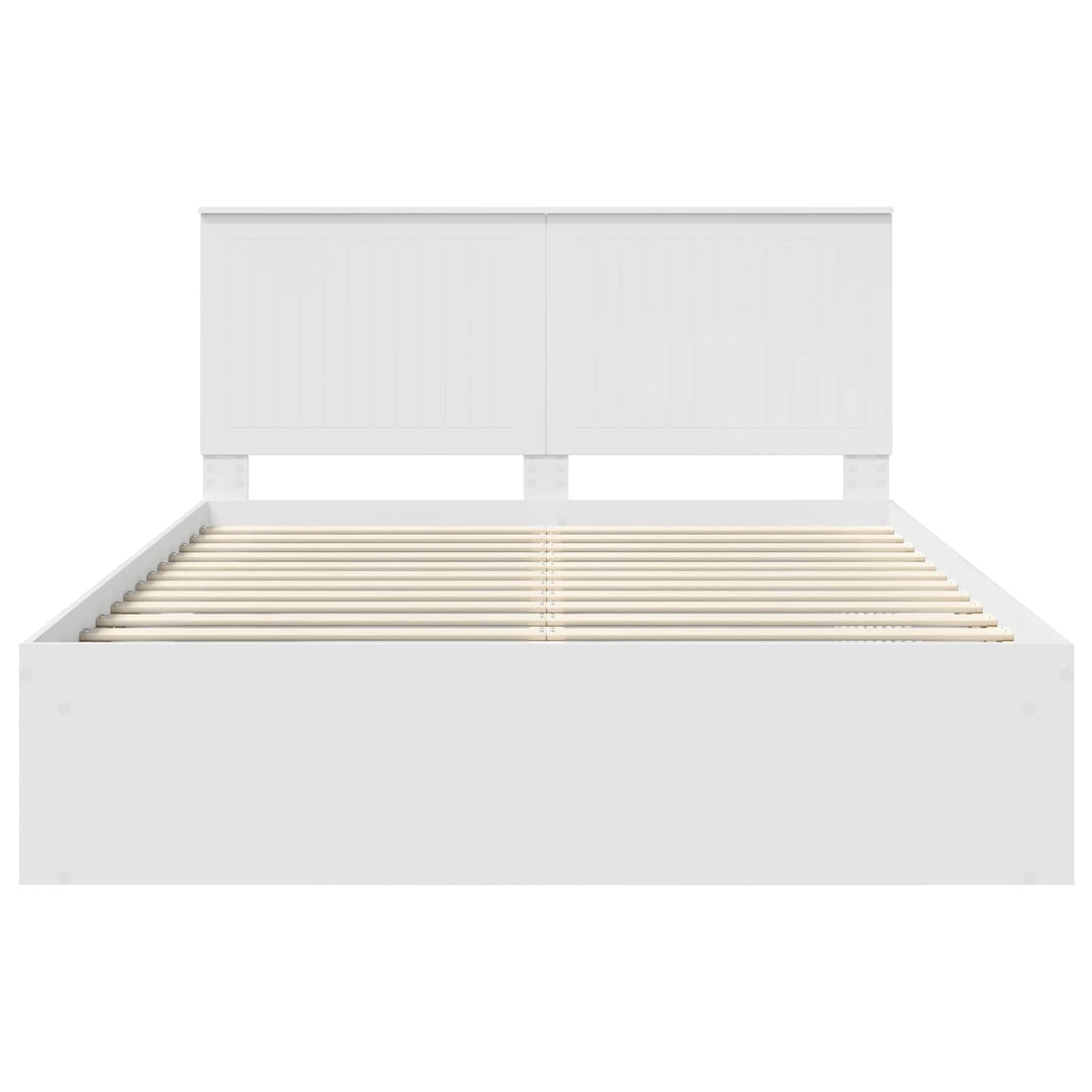 Sengestel med hovedgærde Hvid 150 x 200 cm Massiv fyrretræ