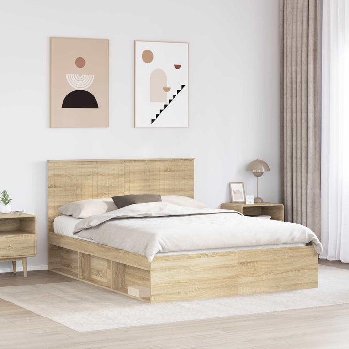 Sengestel med hovedgærde Sonoma eg 150 x 200 cm Massiv fyrretræ