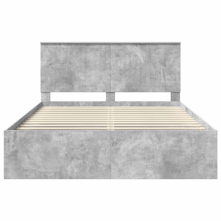 Sengestel med hovedgærde Beton Grå 150 x 200 cm Massiv fyrretræ