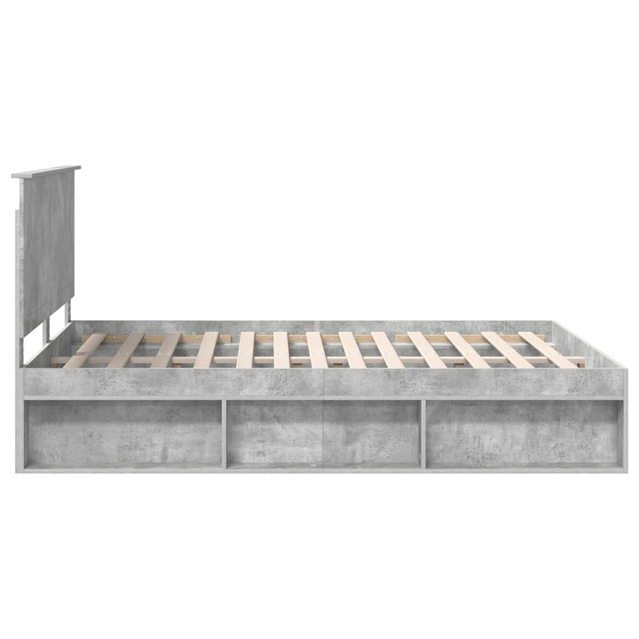 Sengestel med hovedgærde Beton Grå 150 x 200 cm Massiv fyrretræ