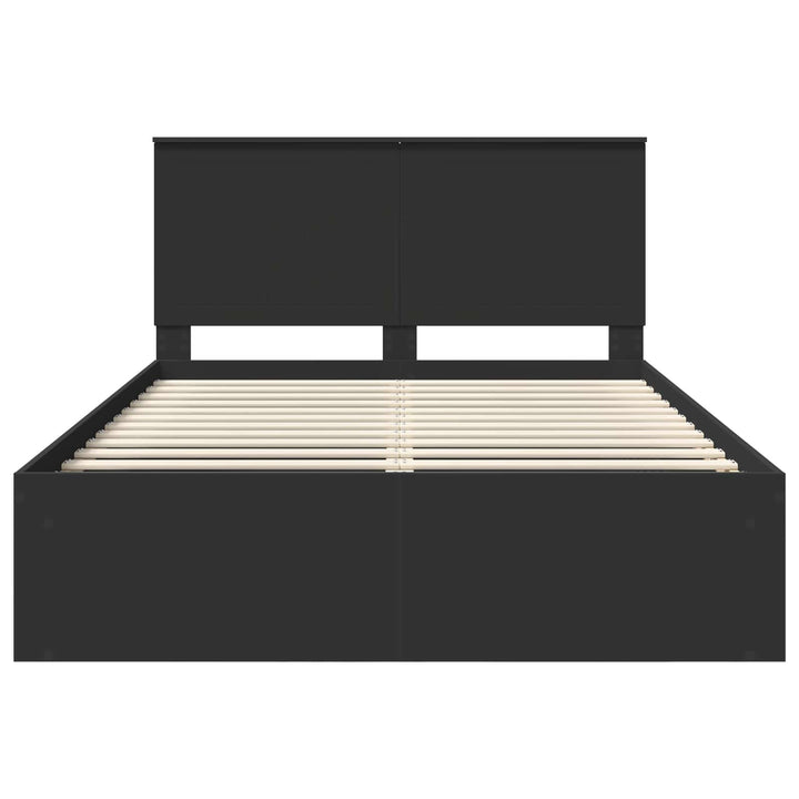 Sengestel med hovedgærde Sort 140 x 200 cm Massiv fyrretræ