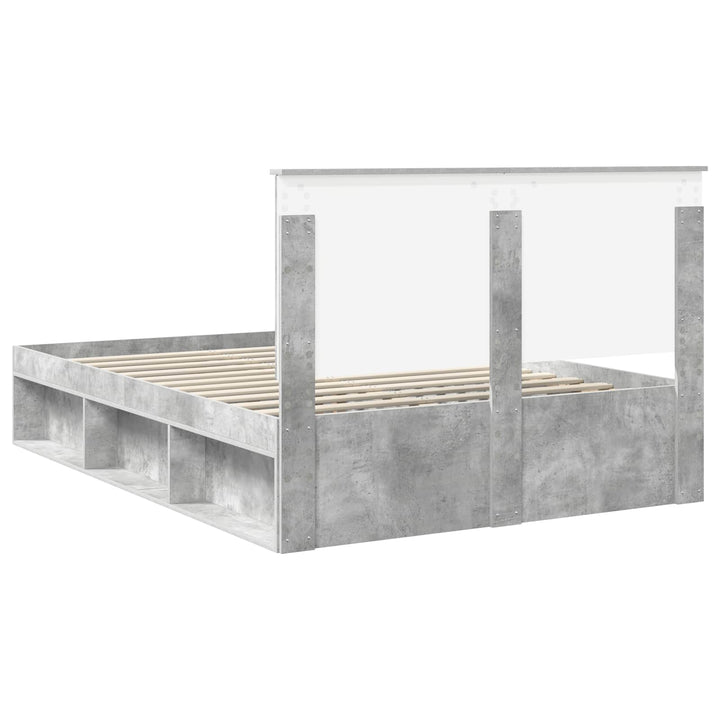Sengestel med hovedgærde Beton 140 x 200 cm Massiv fyrretræ