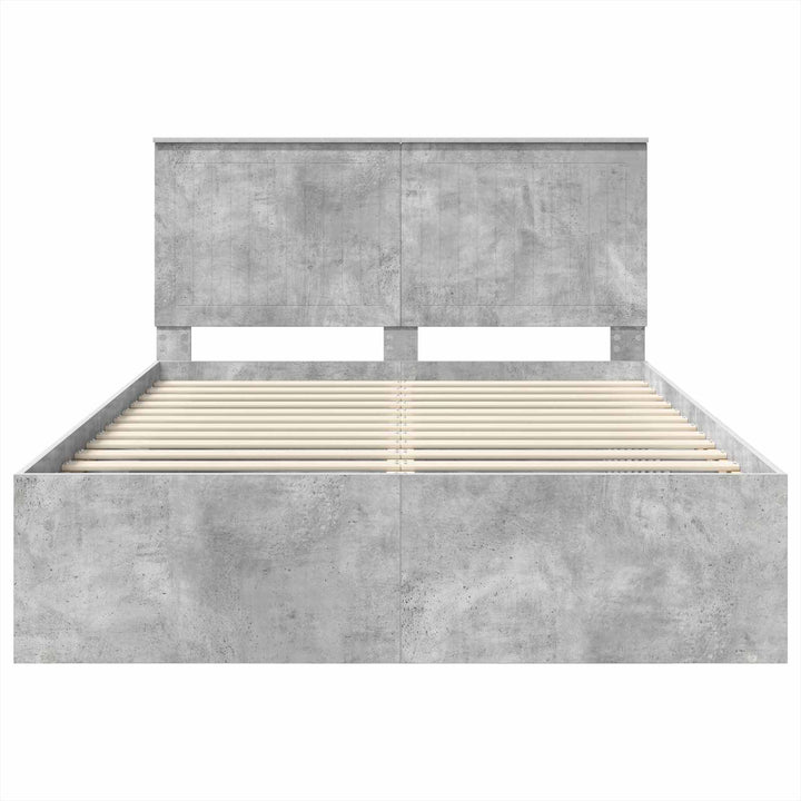 Sengestel med hovedgærde Beton 140 x 200 cm Massiv fyrretræ