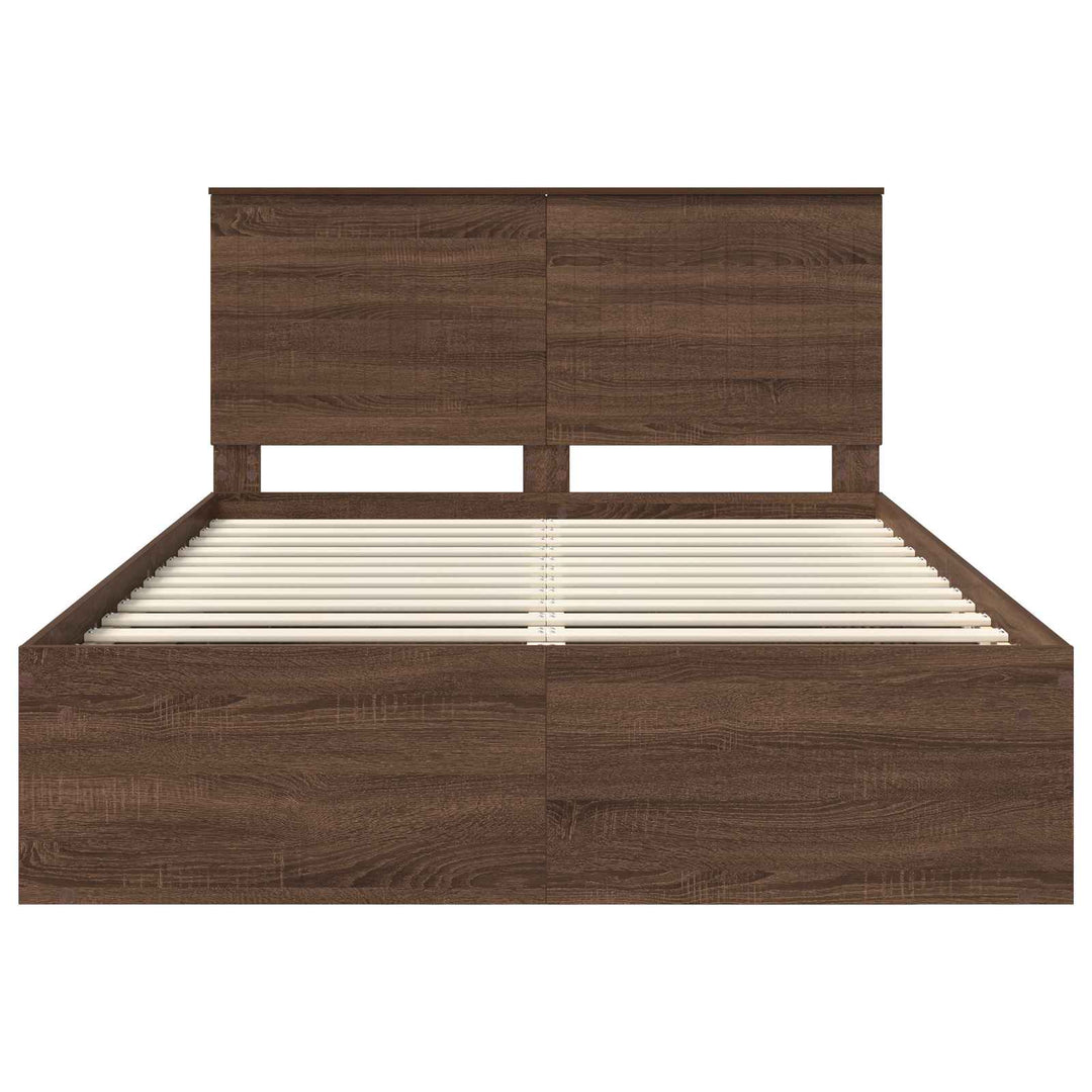 Sengestel med hovedgærde Brun eg 140 x 200 cm Massiv fyrretræ