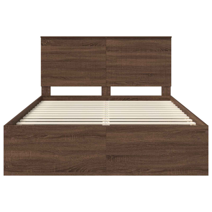 Sengestel med hovedgærde Brun eg 140 x 200 cm Massiv fyrretræ