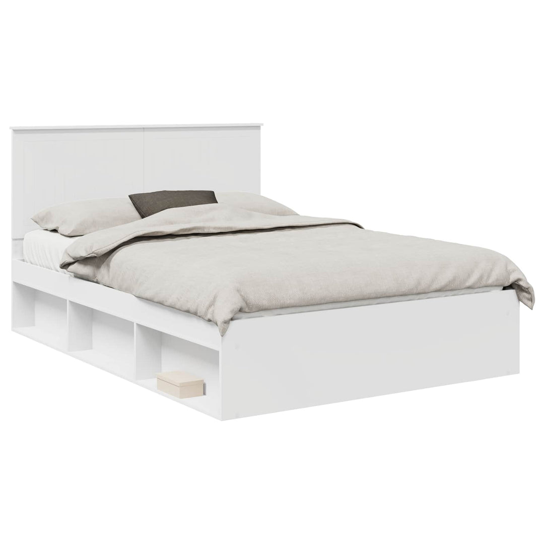Sengestel med hovedgærde Hvid 140 x 190 cm Massiv fyrretræ