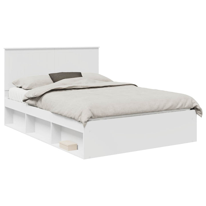 Sengestel med hovedgærde Hvid 140 x 190 cm Massiv fyrretræ