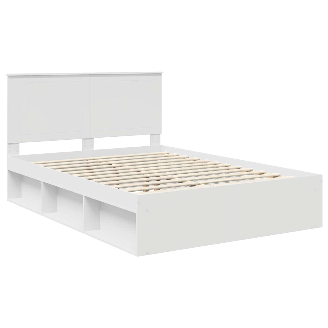 Sengestel med hovedgærde Hvid 140 x 190 cm Massiv fyrretræ