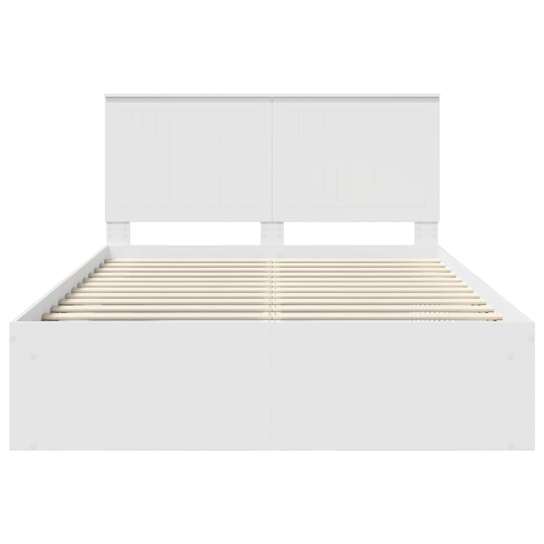 Sengestel med hovedgærde Hvid 140 x 190 cm Massiv fyrretræ