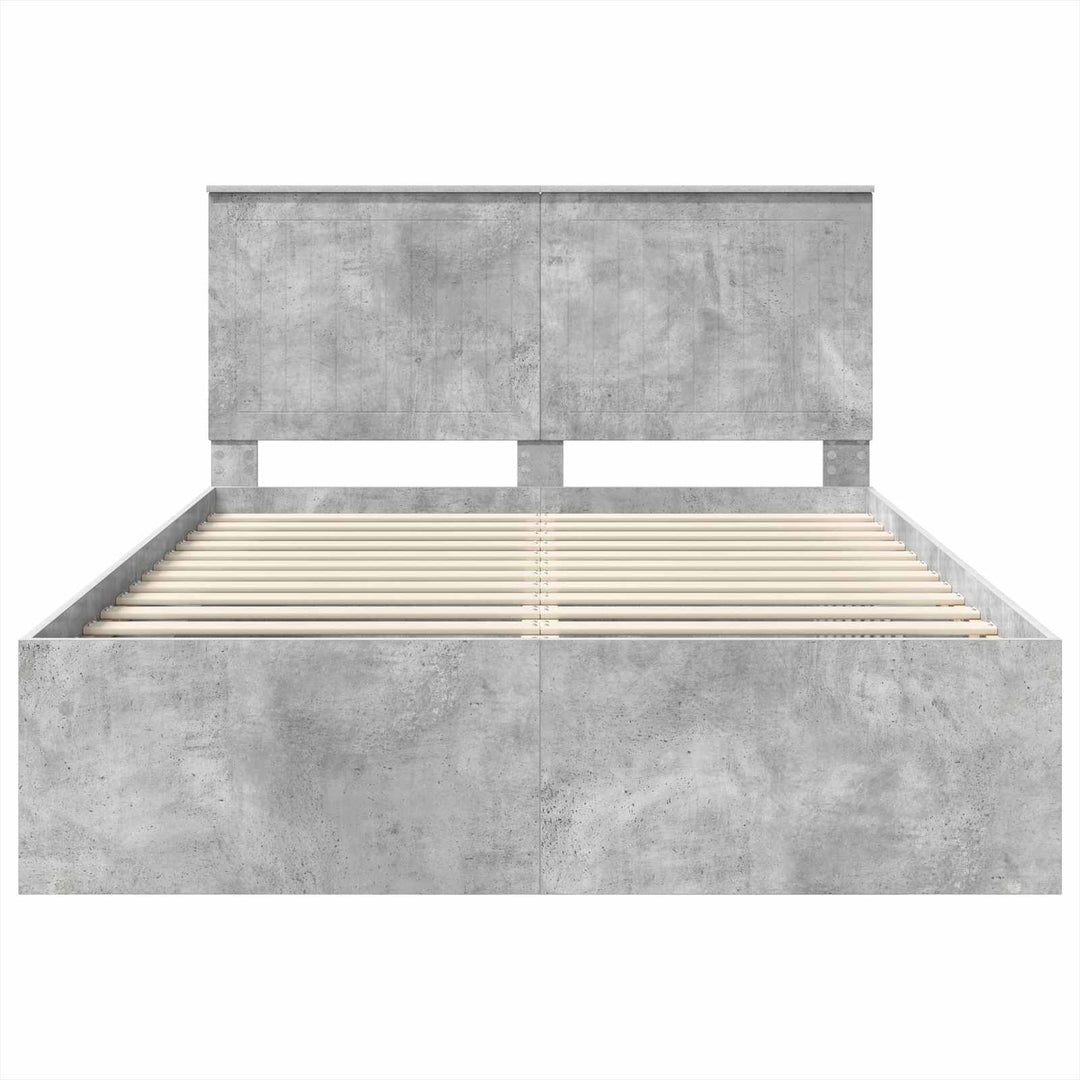 Sengestel med hovedgærde Beton 140 x 190 cm Massiv fyrretræ
