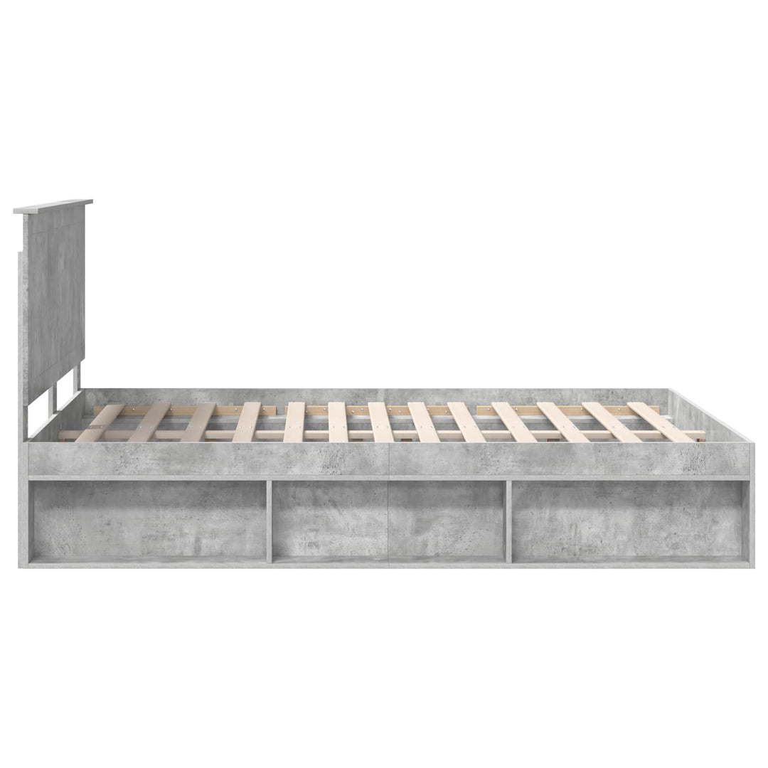 Sengestel med hovedgærde Beton Grå 135 x 190 cm Massiv fyrretræ