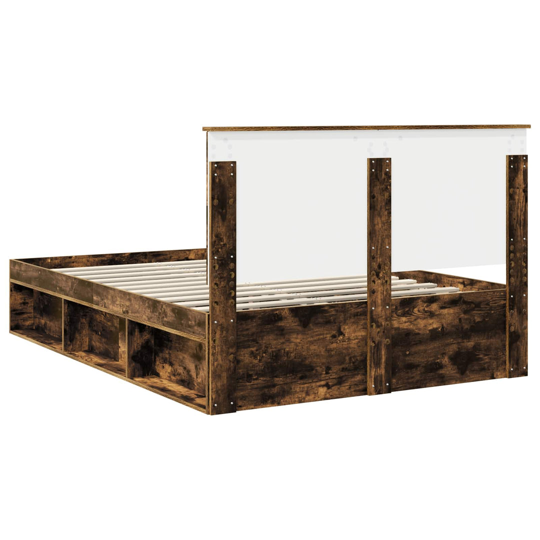Sengestel med hovedgærde Røget eg 135 x 190 cm Massiv fyrretræ