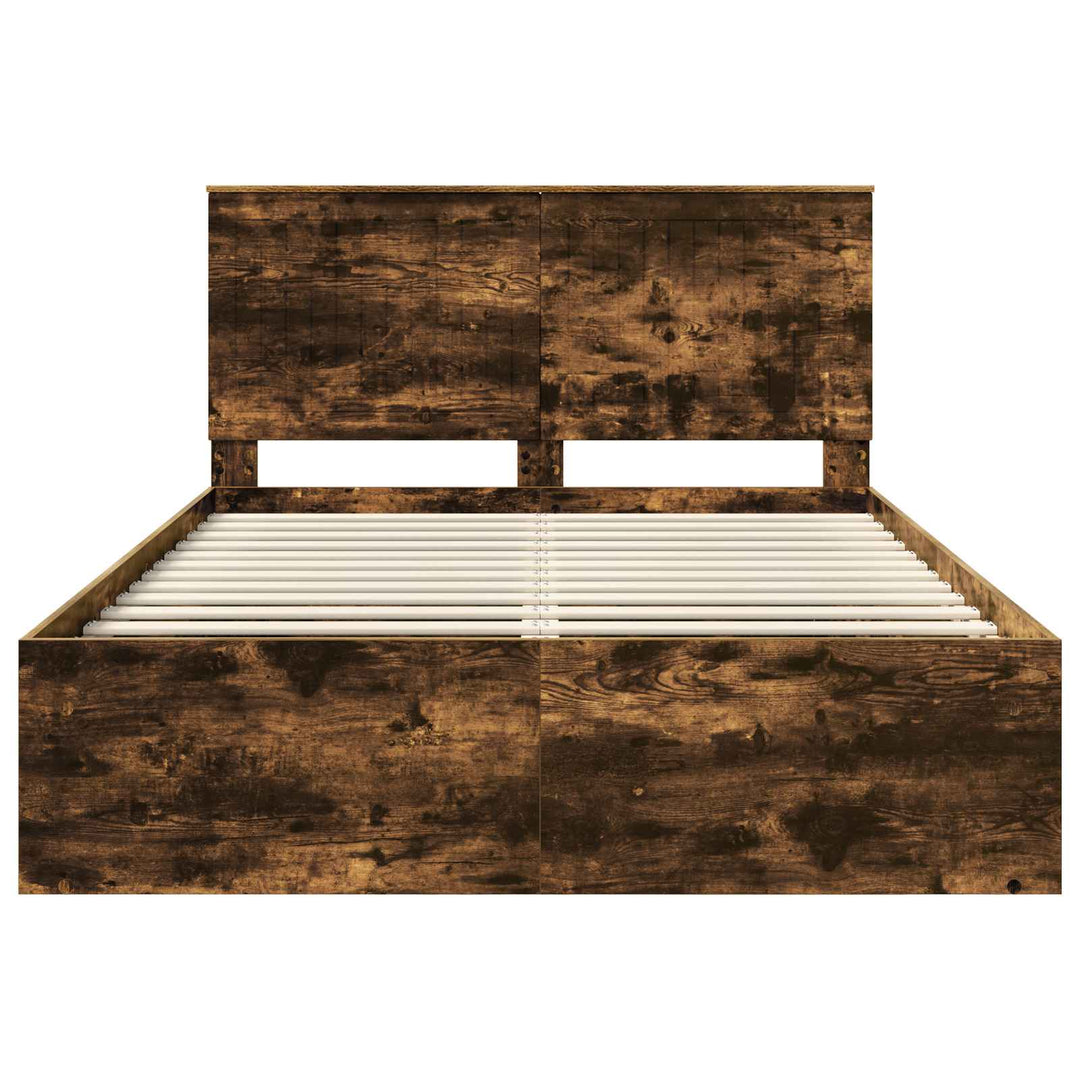 Sengestel med hovedgærde Røget eg 135 x 190 cm Massiv fyrretræ