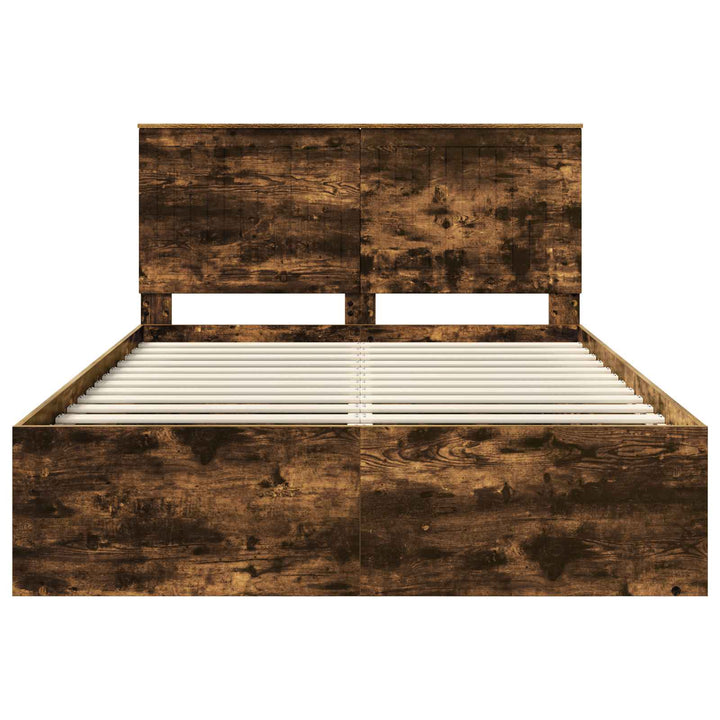 Sengestel med hovedgærde Røget eg 135 x 190 cm Massiv fyrretræ