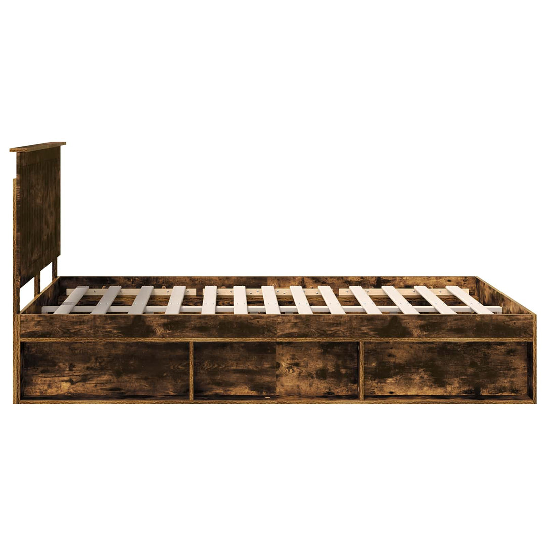 Sengestel med hovedgærde Røget eg 135 x 190 cm Massiv fyrretræ
