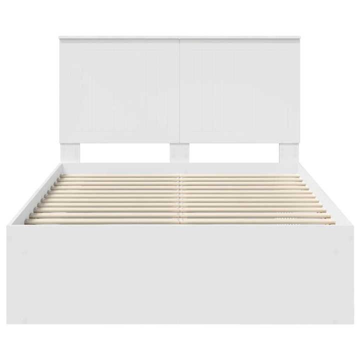 Sengestel med hovedgærde Hvid 120 x 200 cm Massiv fyrretræ
